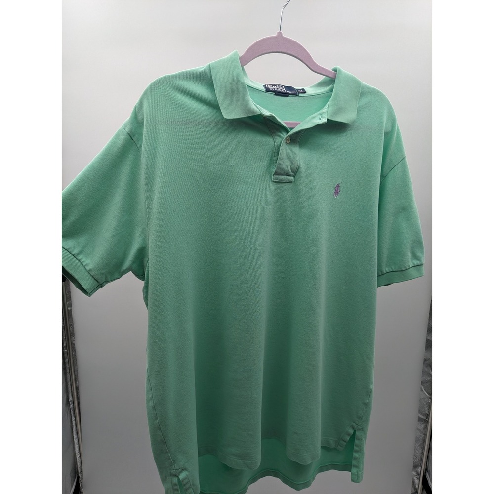 Vintage Y2K Polo Ralph Lauren Mint Green Mesh Polo Shirt Men's XL Blue Label